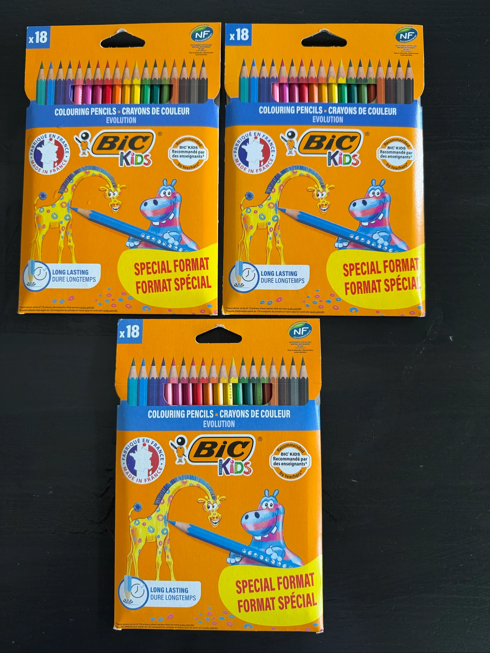 3 packs crayons de couleur bic